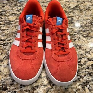 adidas Women's Red Sneakers with White Stripes